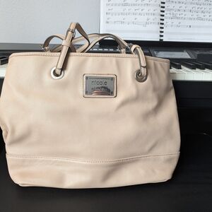 Nicole by‎ Nicole Miller Large Beige Tote Bag Shoulder Purse Work Bag 16x11x6